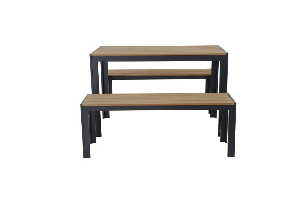 Juego comedor terraza 2 bancos Elko gris oscuro
