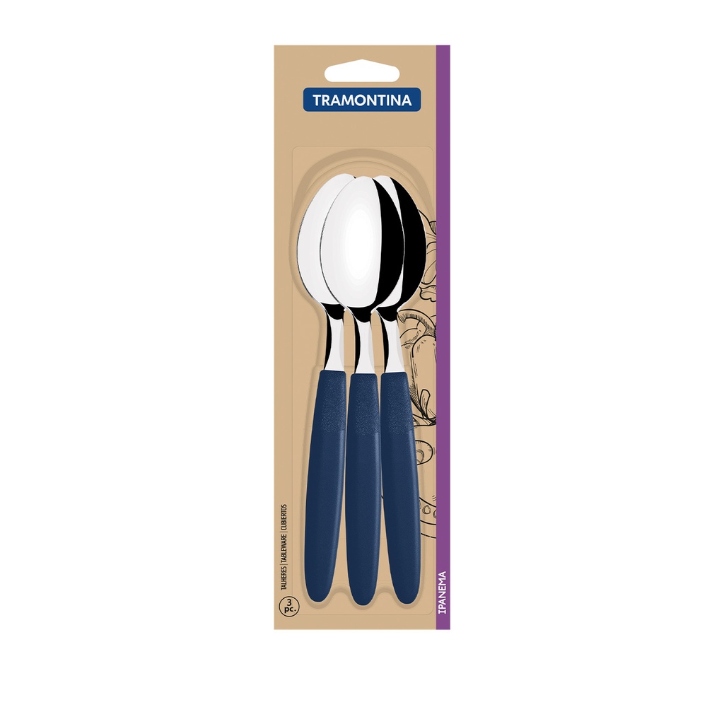 Juego 3 cucharas mesa azul